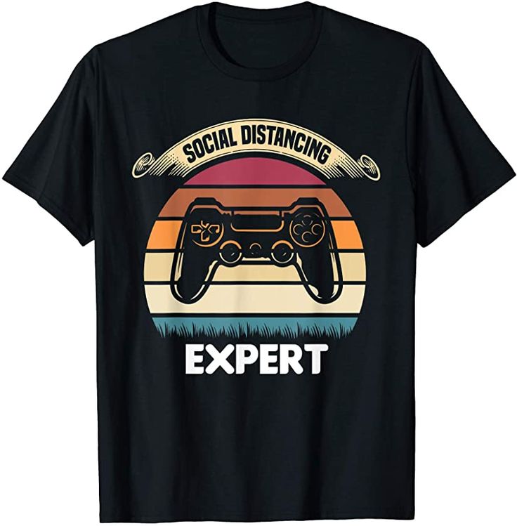 Social Distancing Expert Gaming Retro Vintage Video Gamer T-Shirt