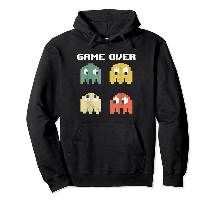 Vintage Game Over 80s Nostalgia Retro Arcade Ghost Old Gamer Pullover Hoodie T Shirt Sweatshirt
